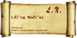 Láng Noémi névjegykártya